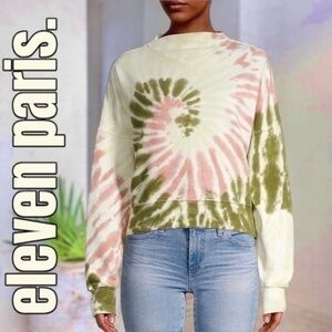 ELEVEN PARIS Tie-Dye Mockneck Oversize Cotton Sweatshirt
